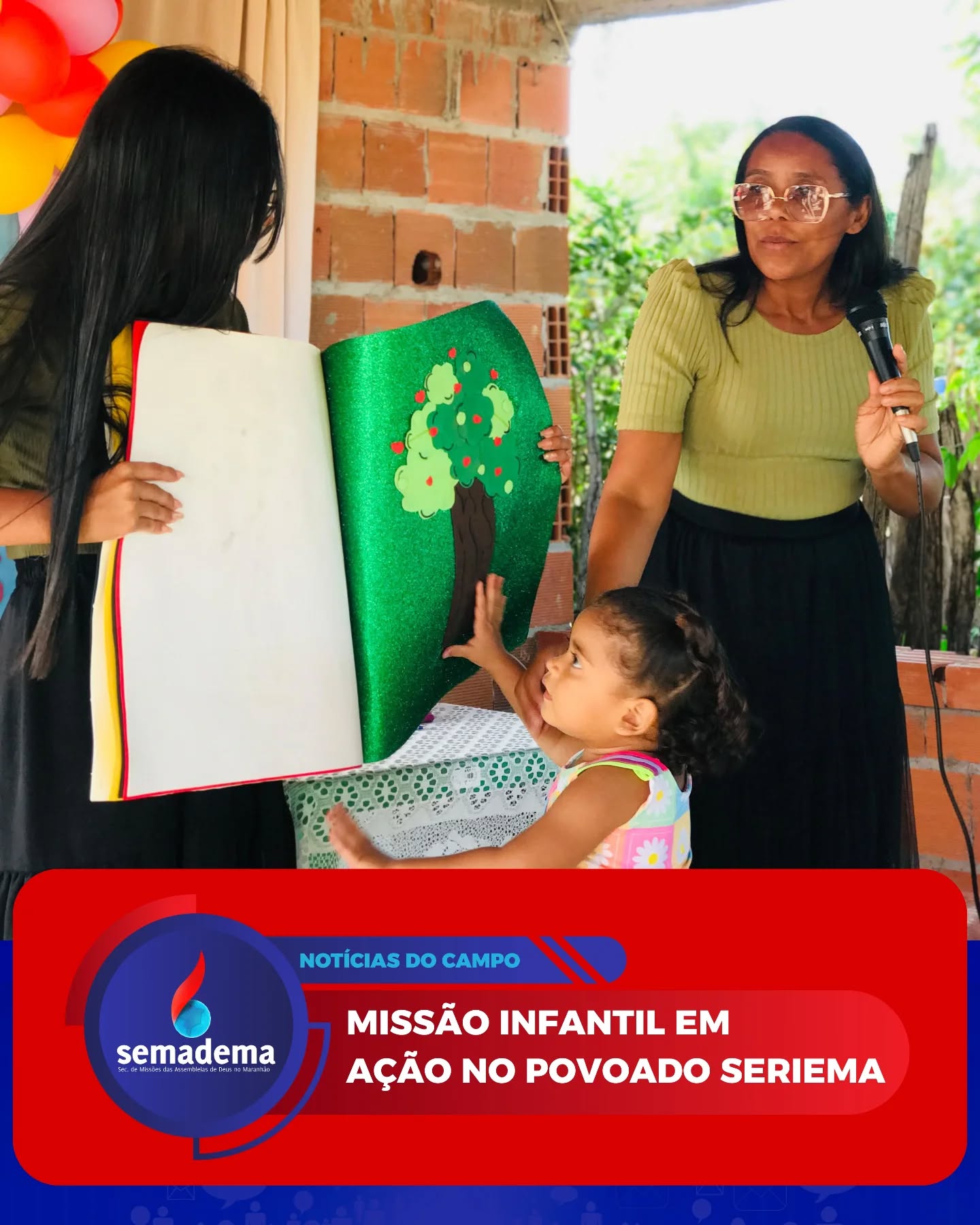 MISSÃO INFANTIL EM AÇÃO NO POVOADO SERIEMA

A missionária Rosilene realizou um importante trabalho infantil no povoado Seriema, no campo de Novo Caru, sob a liderança do Pr. Amauri Carvalho. A ação foi marcada por cuidado, ensino da Palavra e dedicação às crianças, fortalecendo o trabalho missionário e semeando valores do Reino de Deus nas novas gerações.