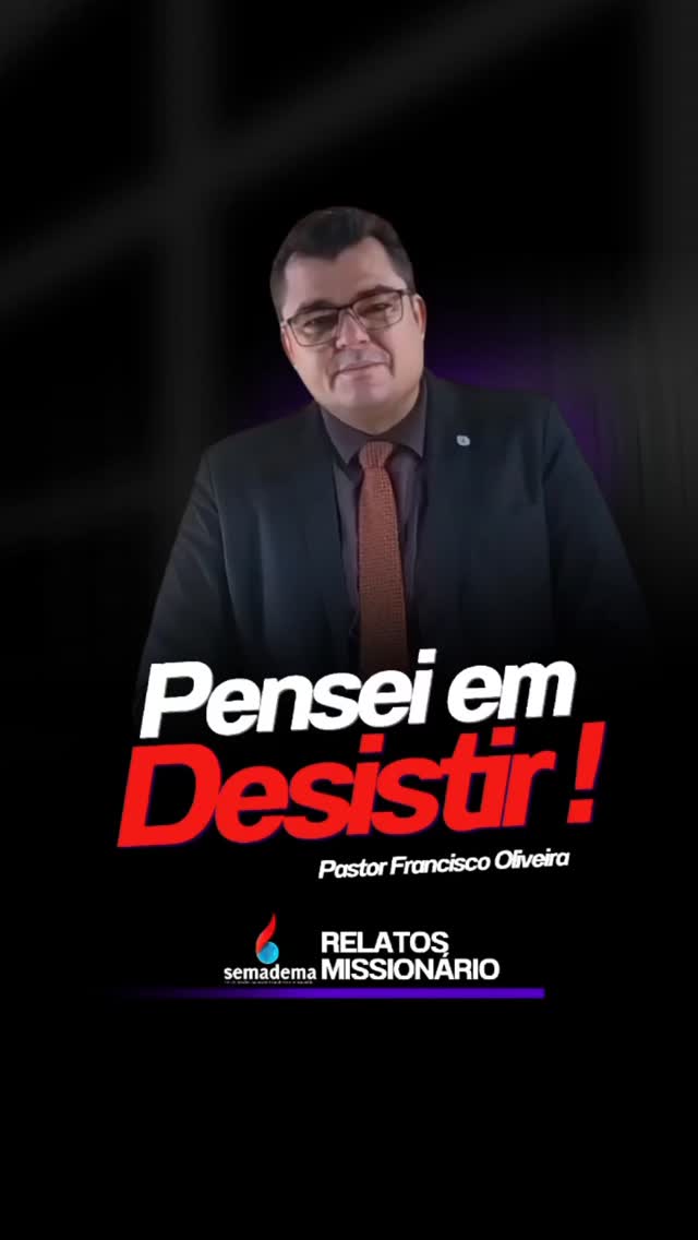 "Já senti vontade de desistir? Sim. E não foi apenas uma vez… foram várias."

Por meio do ministério do Pastor Francisco Oliveira, testemunhamos como o Senhor transforma desafios em vitórias. Em meio a muitas dificuldades, falta de estrutura e momentos de incerteza, Deus se manifestou com poder, trazendo crescimento, frutos e salvação de vidas.

Onde antes não havia igreja, hoje há testemunho vivo da graça de Deus. Vidas foram alcançadas, uma igreja foi edificada, e o nome do Senhor foi exaltado naquele lugar.

Esse relato nos lembra que o chamado não é isento de lutas, mas é sustentado pela presença de Deus. Quando permanecemos firmes, Ele honra, fortalece e abre caminhos.

Seguimos avançando, confiantes de que o Senhor continua operando grandes coisas através das missões.

🙌 “Não desista. Deus vai lhe surpreender!”

#MissõesEmAção #SEMADEMA #ObraDoSenhor #ChamadoMissionário #FéEPerseverança AvançoDoReino NotíciasDoCampo