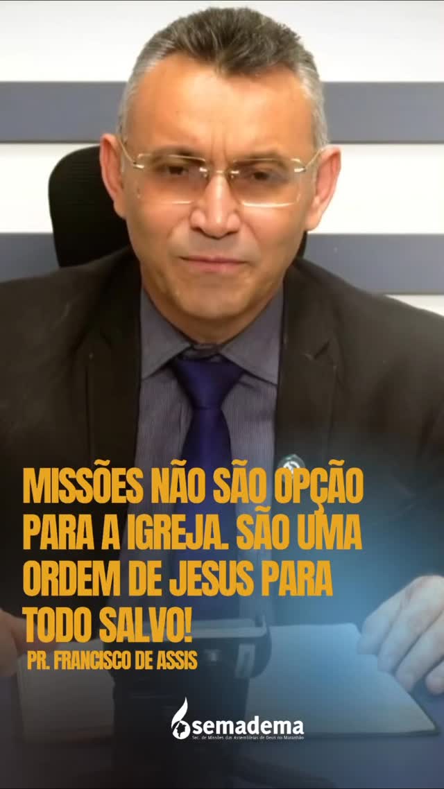 🗺️ MISSÕES NÃO SÃO OPÇÃO PARA A IGREJA. SÃO UMA ORDEM DE JESUS PARA TODO SALVO!

Neste vídeo, trazemos um trecho inspirador da mensagem ministrada pelo Pastor Francisco de Assis durante a Live Missões em Foco.

“O Ide de Jesus não foi dado apenas para missionários, pastores ou líderes.
É um mandamento para todo crente salvo.
Seja no púlpito, na porta, sendo leigo ou douto, todos fomos chamados para anunciar o Evangelho.
Porque missões não é para alguns… é responsabilidade de toda a Igreja!”