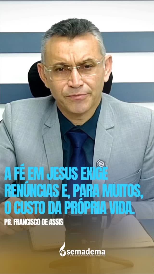 🗺️ A FÉ EM JESUS EXIGE RENÚNCIAS E, PARA MUITOS, O CUSTO DA PRÓPRIA VIDA.

Neste vídeo, trazemos um trecho inspirador da mensagem ministrada pelo Pastor Francisco de Assis durante a Live Missões em Foco.

“A fé em Jesus exige de nós renúncias profundas e sacrifícios profundos; e, para muitos irmãos, ao longo da história, o custo tem sido a própria vida, pois como testemunhas de Cristo precisamos estar tão comprometidos com a fé que, se necessário for, estejamos dispostos a entregar a própria vida pelo testemunho de Jesus.”