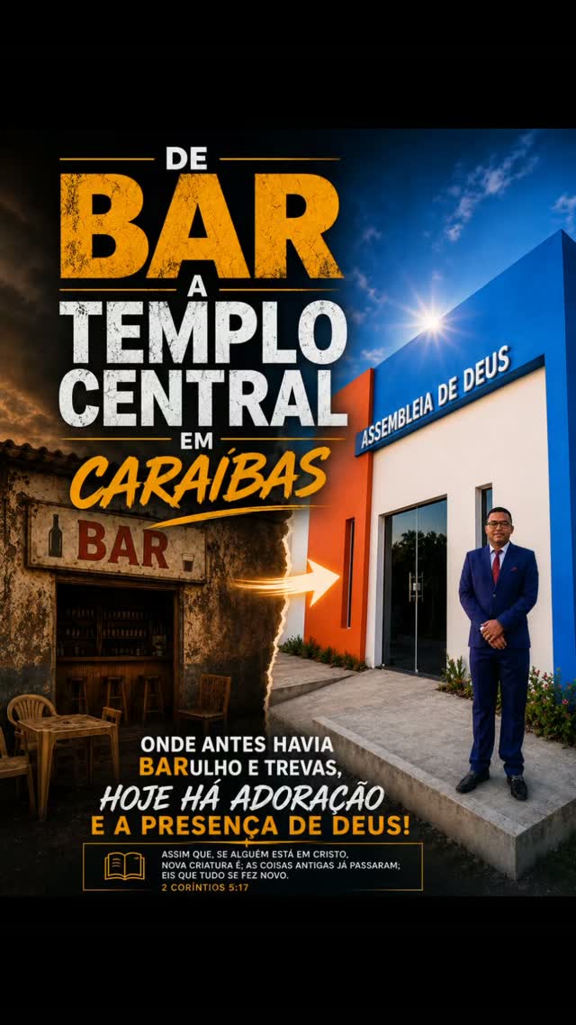 De um bar ao Templo Central: uma história de transformação!

Onde antes funcionava o maior bar da região, hoje se ergue, para a glória de Deus, um dos mais belos templos da Área Missionária de Caraíbas, em São João do Sóter.

A construção do Templo Central, coordenada pelo Pr. Antonio José Araújo, representa muito mais do que uma nova edificação. Ela simboliza vidas transformadas pelo poder do Evangelho.

Muitos dos irmãos que hoje congregam na igreja frequentavam aquele bar no passado. Durante a construção do templo, vários deles se emocionaram ao recordar a antiga realidade e testemunhar a mudança que Cristo realizou em suas vidas.

O lugar que antes era marcado por histórias de dor e destruição tornou-se um espaço de adoração, comunhão e salvação.

"Assim que, se alguém está em Cristo, nova criatura é; as coisas velhas já passaram; eis que tudo se fez novo." (2 Coríntios 5:17)