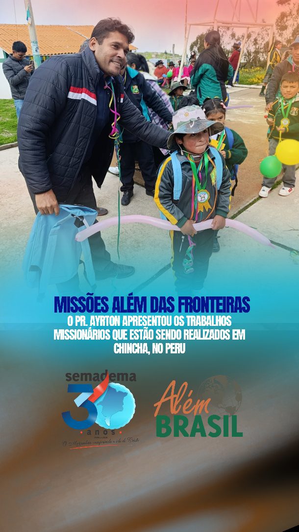 🌎 ALÉM BRASIL – PERU

O Pr. Ayrton apresentou os trabalhos missionários que estão sendo realizados em Chincha, no Peru, destacando as ações desenvolvidas e o avanço da obra de Deus na região.

Mesmo diante dos desafios do campo missionário, o Evangelho segue sendo anunciado, alcançando vidas e fortalecendo a fé daqueles que têm sido impactados pela Palavra.

A atuação missionária em Chincha tem demonstrado o compromisso com a expansão do Reino de Deus além das fronteiras, levando esperança e transformação a novas comunidades.

🙏 Continue orando pelos missionários e pelo avanço da obra no Peru.

✨ Semadema sempre em frente.

#AlémBrasil #Peru #Missões #Semadema #ObraMissionária MissõesMundiais Chincha