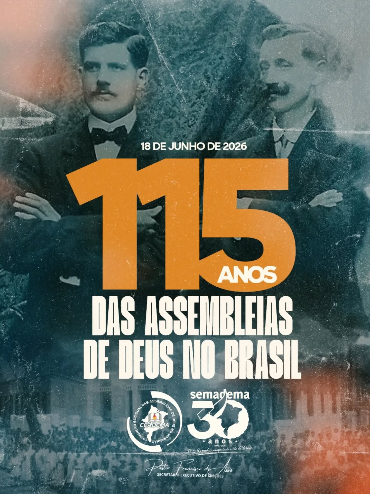 🔥115 ANOS DAS ASSEMBLEIAS DE DEUS NO BRASIL

Celebramos com gratidão ao Senhor os 115 anos das Assembleias de Deus no Brasil, uma trajetória marcada pelo avivamento, pela fidelidade à Palavra de Deus e pelo compromisso com a evangelização e as missões.

Ao longo dessa história, milhões de vidas foram transformadas pelo poder do Evangelho, e temos a alegria de dizer que a SEMADEMA também faz parte dessa caminhada há 30 anos, mobilizando igrejas, apoiando missionários e contribuindo para a expansão do Reino de Deus no Maranhão, no Brasil e entre as nações.

🙏 Louvamos a Deus por todos os homens e mulheres que dedicaram suas vidas à obra missionária e por cada igreja que continua sustentando a chama das missões acesa.

Que o Senhor continue fortalecendo Sua Igreja, derramando Seu Espírito sobre esta geração e impulsionando-nos a cumprir a Grande Comissão até que todos ouçam.

🔥 115 anos das Assembleias de Deus no Brasil.
🌎 30 anos da SEMADEMA servindo à causa missionária.
📖 Uma só missão: proclamar Jesus até os confins da terra.